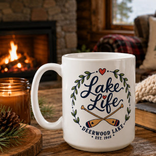 Caneca De Café Diversão Oars Coração Deerwood Lago Vida