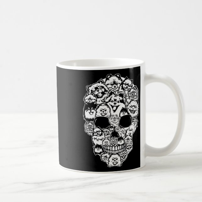 Caneca De Café Diversão Pomeraniana - Cachorro Skeleton Halloween (Direita)