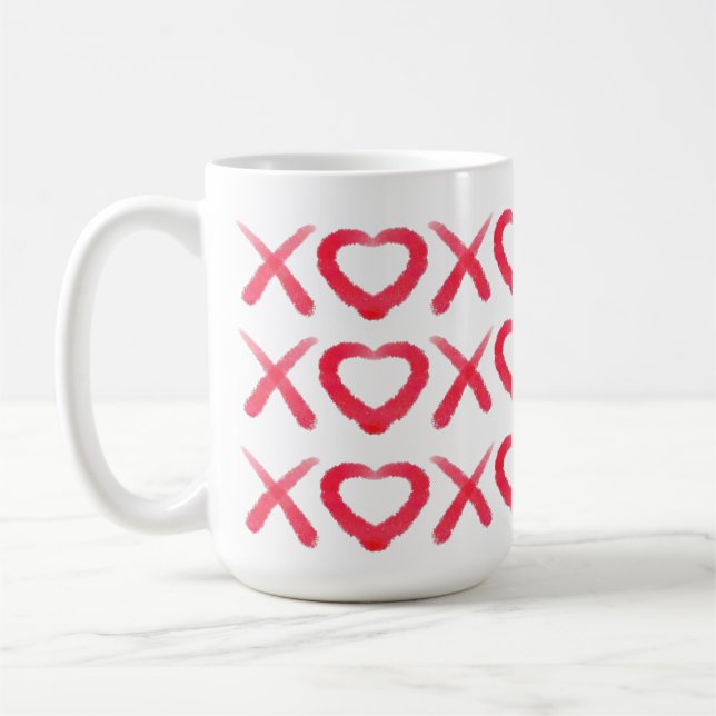 Caneca De Café Diversão vermelha angustiada XOXO ama beijos (Esquerda)
