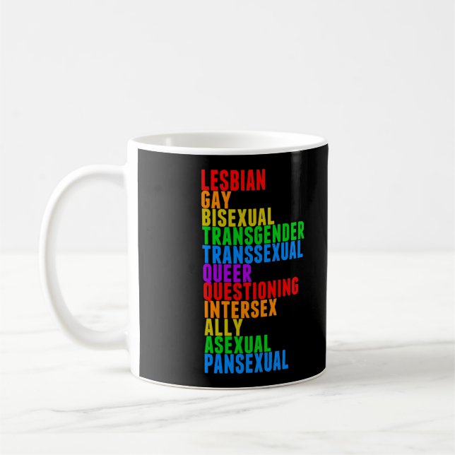 Caneca De Café Diversidade do Orgulho LGBTTQIAAP Acrótico Arco-Ír (Esquerda)