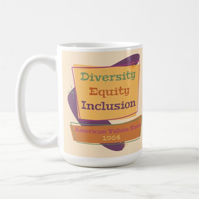 Caneca De Café Diversidade Equidade Inclusão; Valores Americanos  (Esquerda)