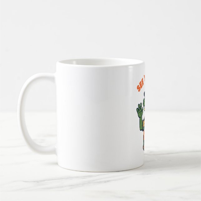 Caneca de Café Divertida de Jacaré Retro Até Mais  (Esquerda)