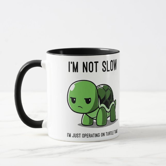 Caneca de Café Divertida Tempo de Tartaruga Mal-Hu (Esquerda)
