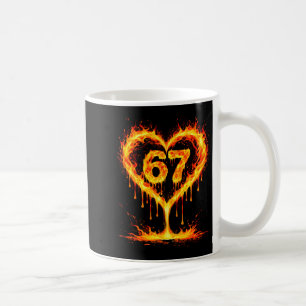 Caneca De Café Divertido 67 Chamas Coração Amor Seis Sete Meme Ce