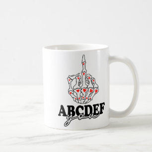 Caneca De Café Divertido Abcdef-you Mão de Esqueleto 2022 Dia dos