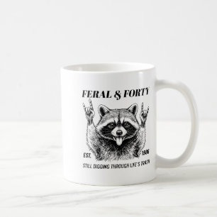 Caneca De Café Divertido Aniversário de 40 anos Est 1986 Feral &