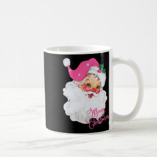 Caneca De Café Divertido Design de Natal Rosa Papai Noel Vintage