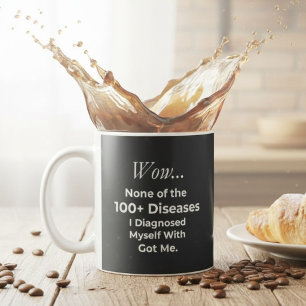 Caneca De Café Divertido Diagnóstico Próprio de 100+ Doenças Pens