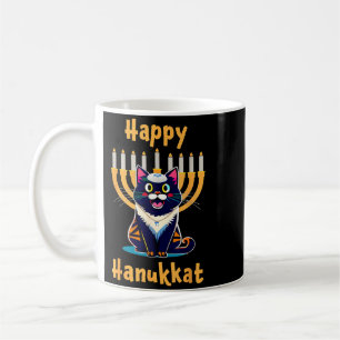 Caneca De Café Divertido Feliz Hanukkah Hanukkat Judeu Gato Menor