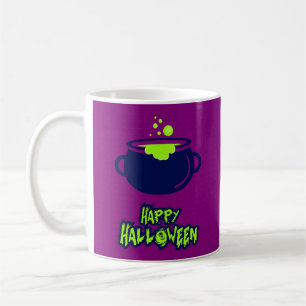 Caneca De Café Divertido Feliz Vibrante Feliz Halloween Purple Bl