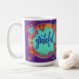 Caneca De Café Divertido inspirador Grateful Floral Hearts