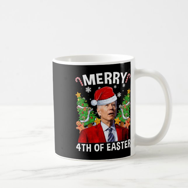 Caneca De Café Divertido Joe Biden Natal Santa Hat Feliz 4º Do Ea (Direita)