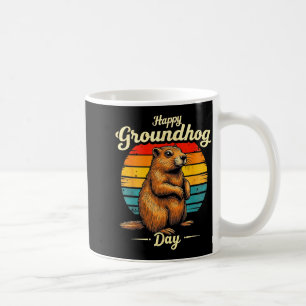 Caneca De Café Divertido Meteorologia Vintage Groundhog Dia Feliz