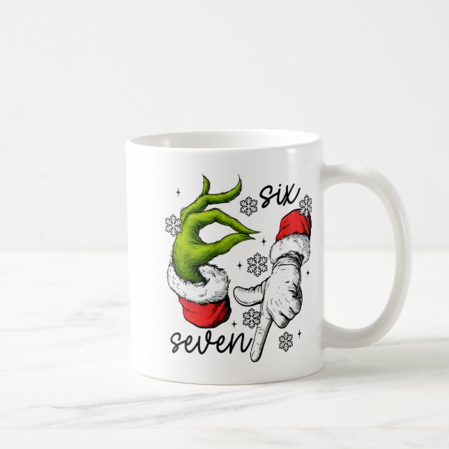 Caneca De Café Divertido Seis Sete 67 Meme 6 7 Natal Elfo Mão Men (Direita)
