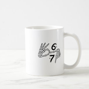 Caneca De Café Divertido Seis Sete 6 7 Meme 67 Mão de Esqueleto H