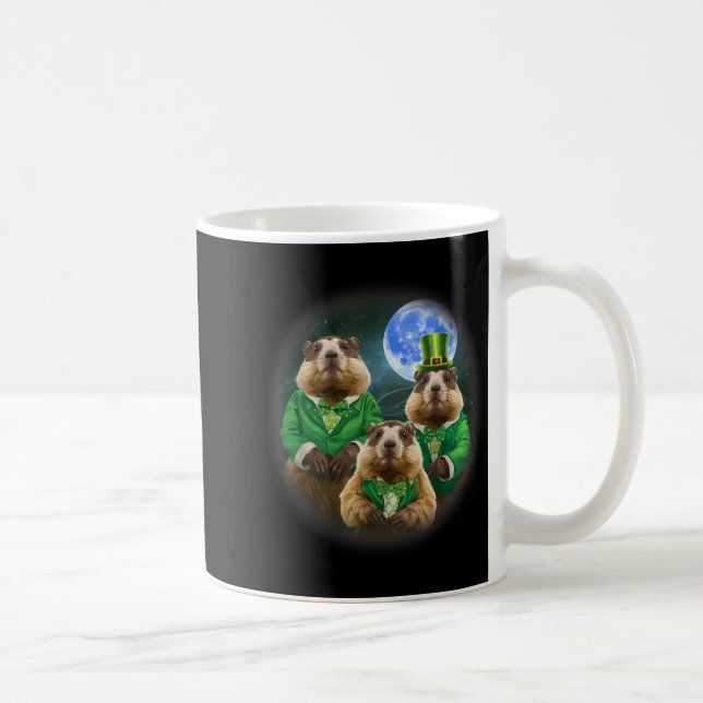 Caneca De Café Divertido Três Groundhog Lua 3 Cabeça de Groundhog (Direita)