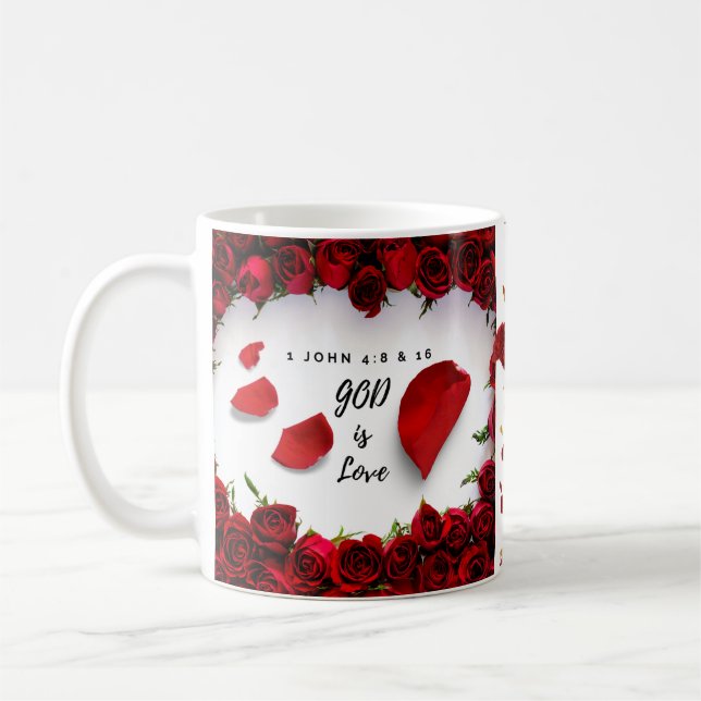 Caneca De Café Divine Love Mug: Deus é Rosas vermelhas de Amor -  (Esquerda)