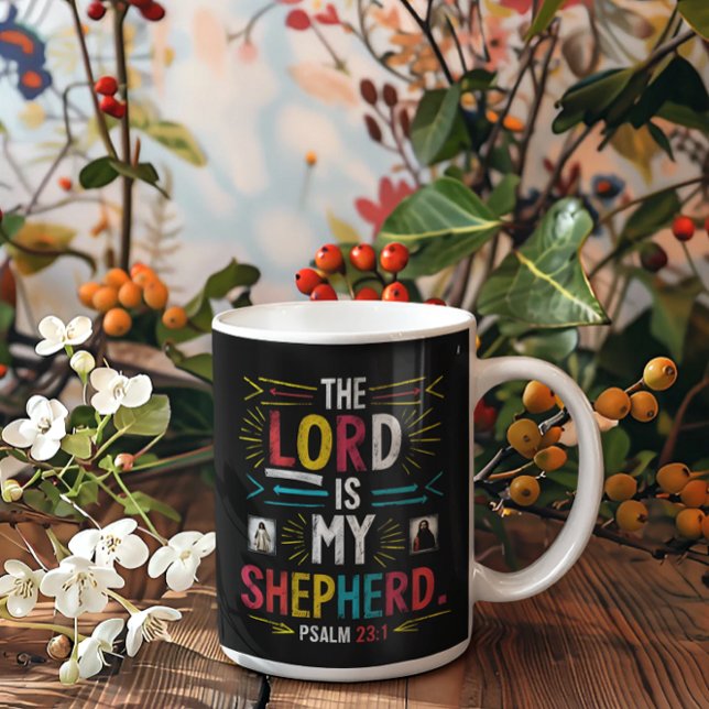 Caneca De Café Divine Shepherd: Arte Versa Bíblia (Criador carregado)