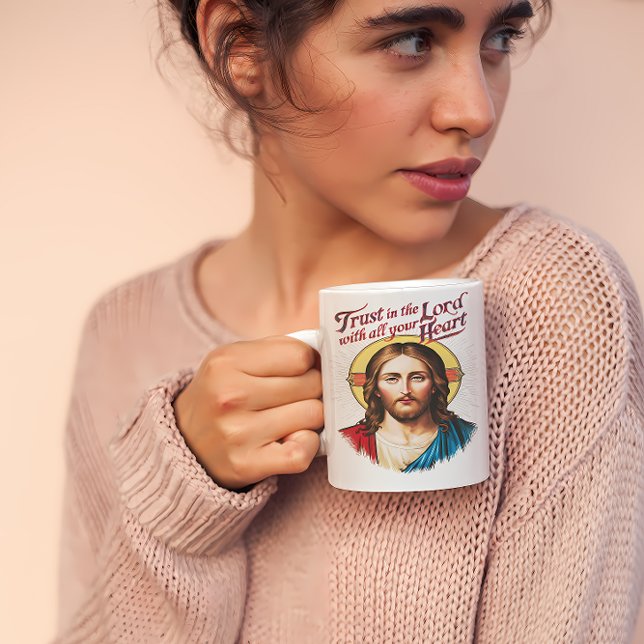 Caneca De Café Divine Trust: Jesus Encorajando a fé (Criador carregado)