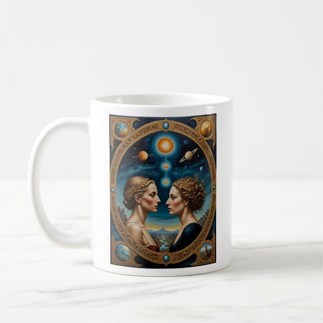 Caneca De Café Divino Celestial Gêmeos Cósmicos (Esquerda)