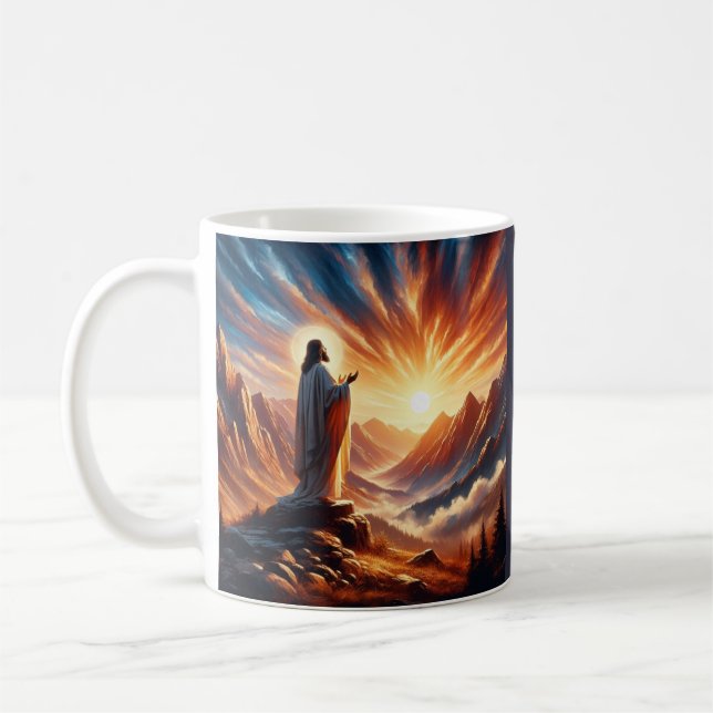 Caneca De Café Divino Sunset: Inspiração de Oração do Senhor (Esquerda)