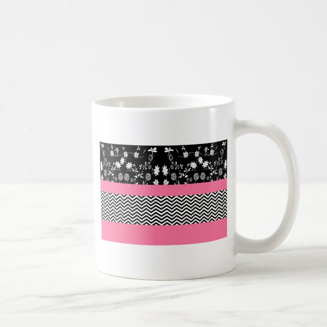 Caneca De Café divisa floral rosa (Direita)