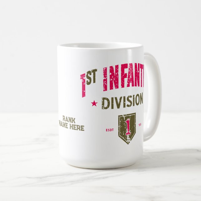 Caneca De Café Divisão de Infância 1rua "Big Red One" Personaliza (Frente Esquerda)