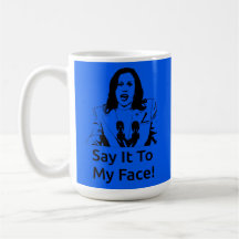 "Diz-Me À Cara!" Kamala Harris Mug - Azul escuro