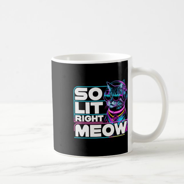 Caneca De Café Dj Cat Tão Lit Direita Meow Edm Techno Rave Party  (Direita)