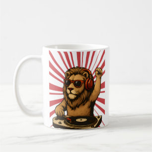 Caneca De Café DJ Lion – Arte Musical de Estilo Retro Legal