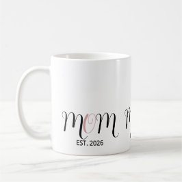 Caneca De Café DMom Established Black Pink Script New Mom Gift