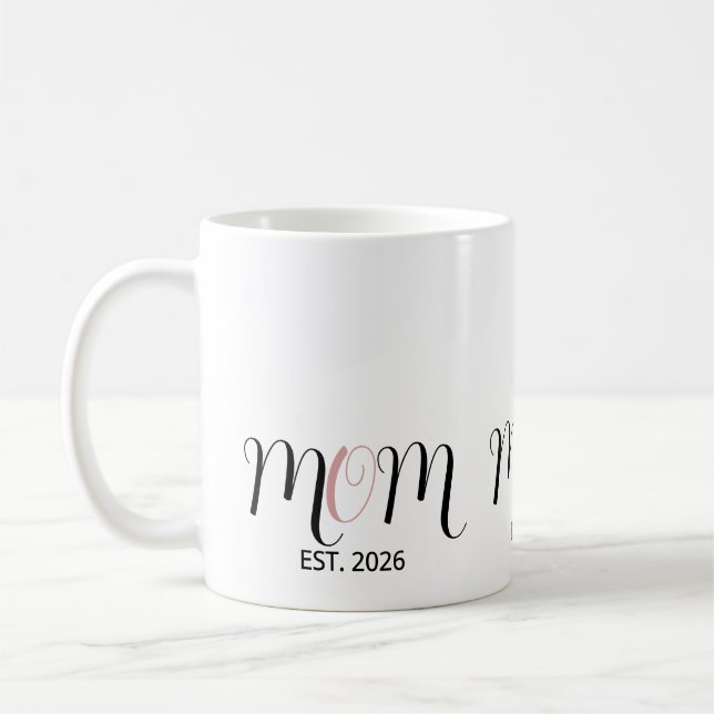 Caneca De Café DMom Established Black Pink Script New Mom Gift (Esquerda)