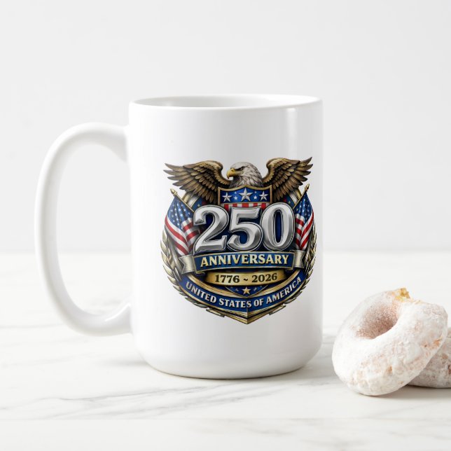 Caneca de café do 250º aniversário dos EUA (Com Donut)