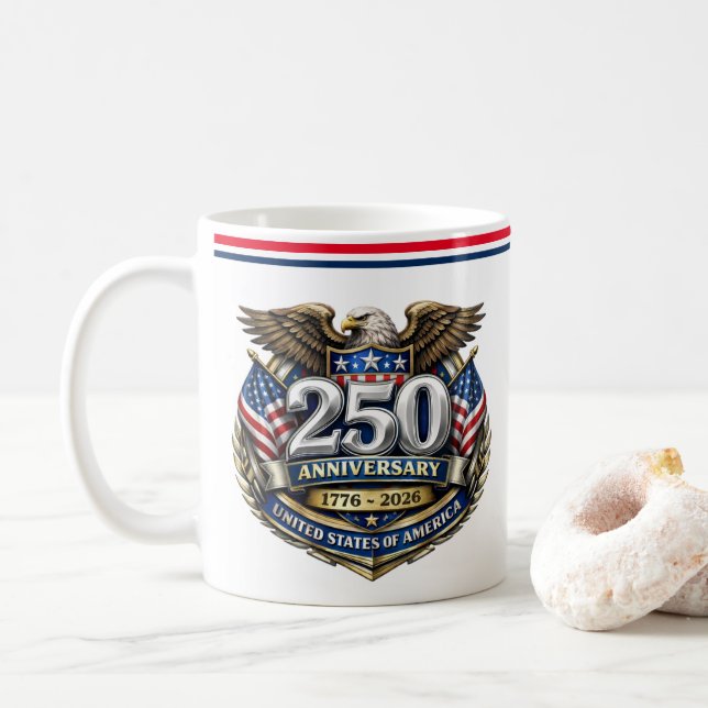 Caneca de café do 250º aniversário dos EUA (Com Donut)