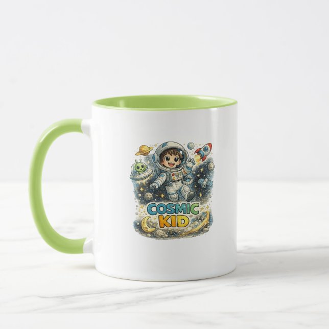 Caneca de Café do Astronauta Fofo Kid Cósmico (Esquerda)