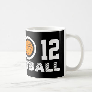 Caneca de café   do basquetebol do número 12