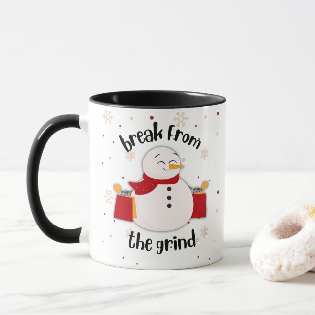Caneca de Café do Boneco de Neve Compras (Com Donut)