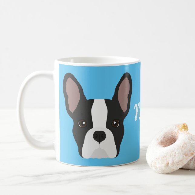 Caneca de café do Bulldog Francês preto e branco (Com Donut)