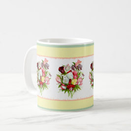 Caneca de café do buquê das ervilhas doces
