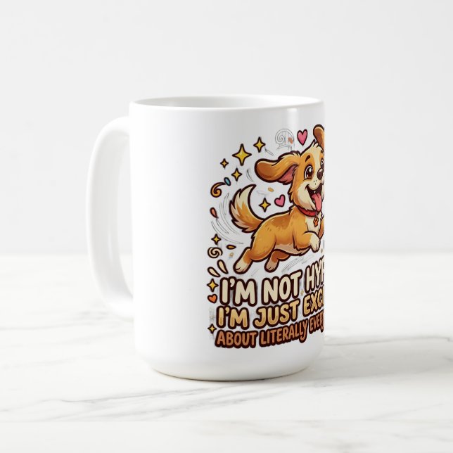 Caneca de Café do Cachorro Hiperativo (Frente Esquerda)