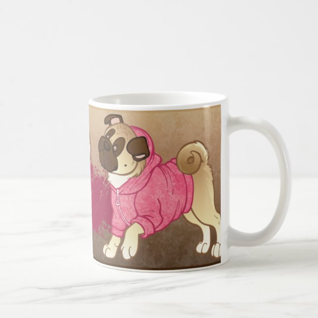 Caneca De Café Do "caneca do Hoodie da vida Pug" (Direita)
