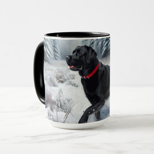 Caneca de café do cão Retriever Labrador Preto no  (Frente Esquerda)
