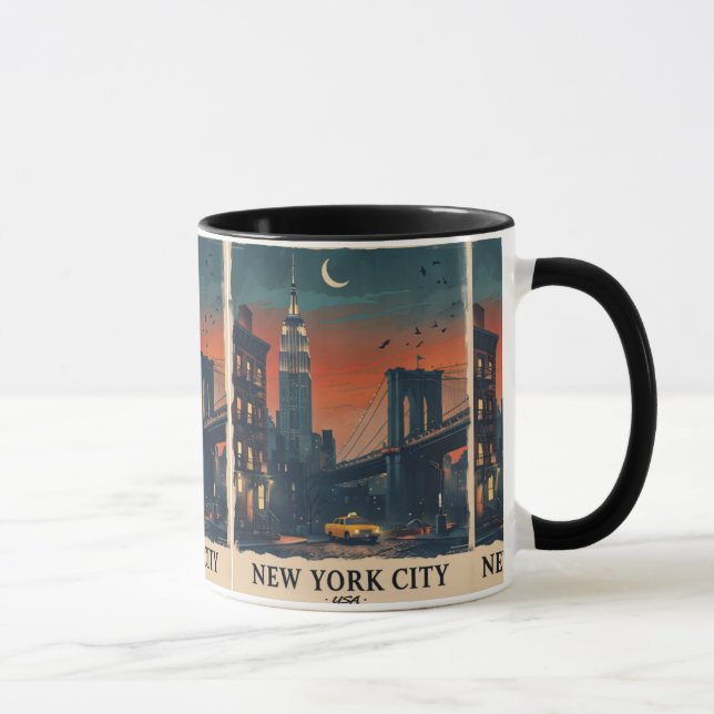 Caneca de café do céu noturno de NYC Nova York Art (Direita)