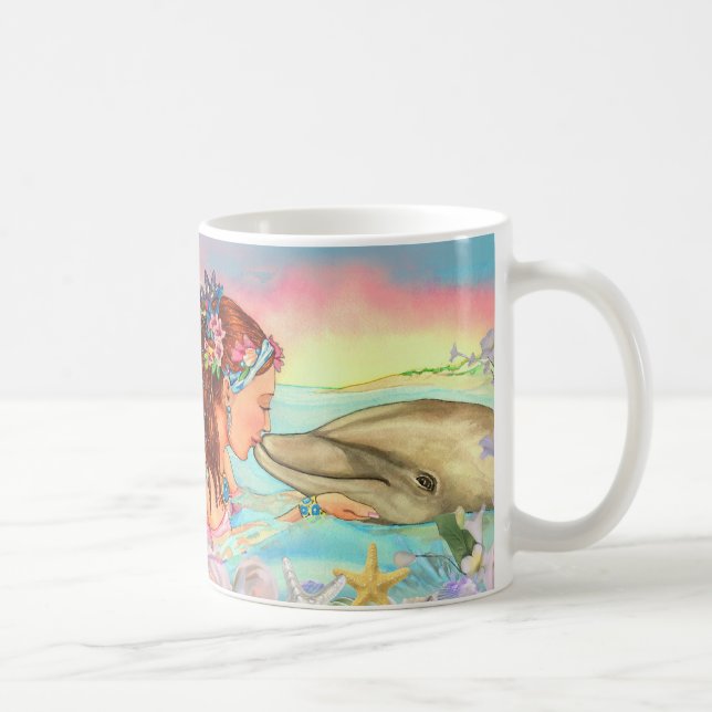 Caneca De Café Do "copo do beijo golfinho" da sereia por Schempp (Direita)