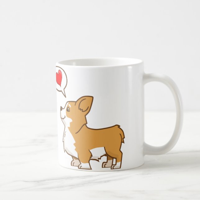 Caneca de café do Corgi do dia dos namorados (Direita)