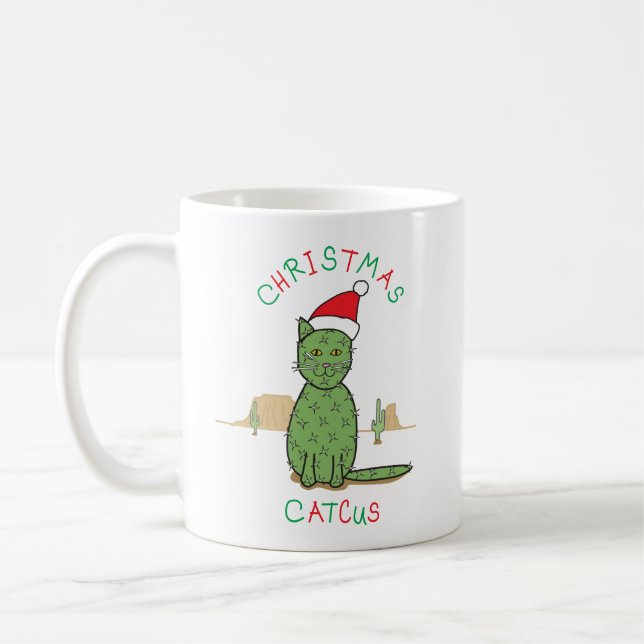 Caneca De Café Do "desenho engraçado do cacto de Catcus Natal" (Esquerda)