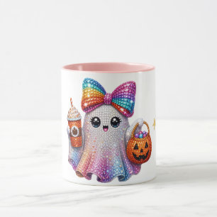 Caneca de Café do Dia das Bruxas com Fantasma e La