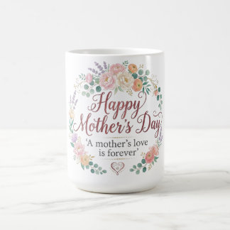 Caneca de Café do Dia das Mães com Floral em Aquar