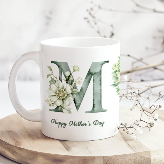 Caneca de Café do Dia das Mães com Hortênsia Verde (Criador carregado)