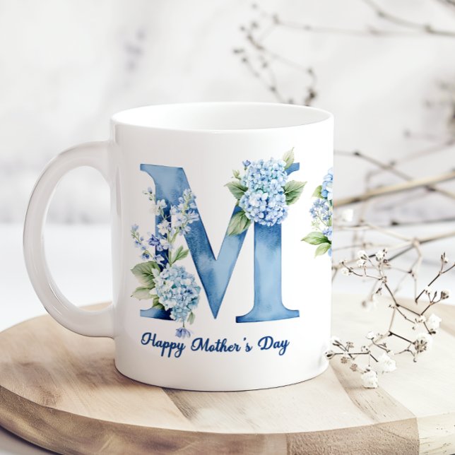 Caneca de Café do Dia das Mães Hortênsia Azul (Criador carregado)